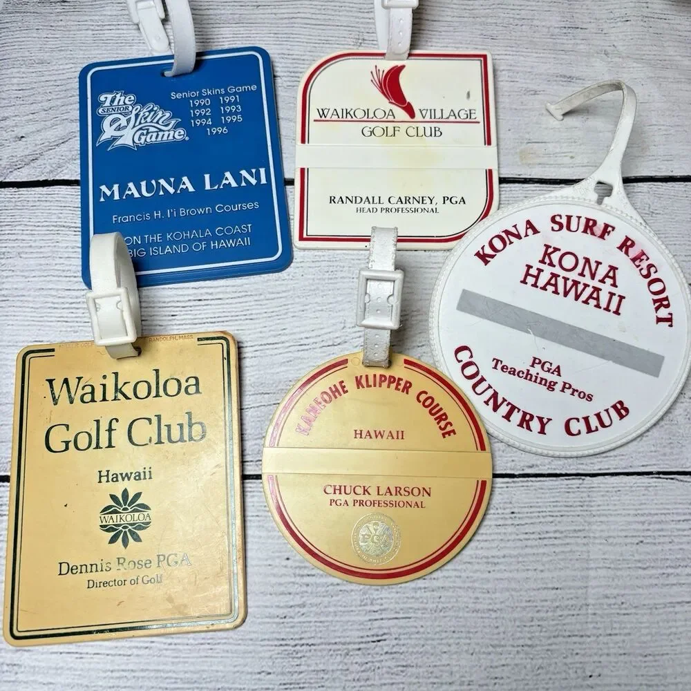 Vintage Golf Bag Tag Lot of 5 Hawaii Kona Mauna Lani Waikoloa Kaneohe Klipper