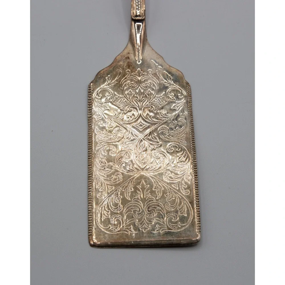 Silver Plated Etched Floral Cake Pastry Server Shell Handle Vintage Style 10.5