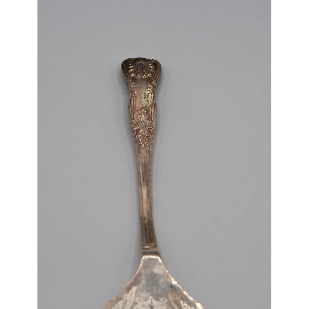Silver Plated Etched Floral Cake Pastry Server Shell Handle Vintage Style 10.5