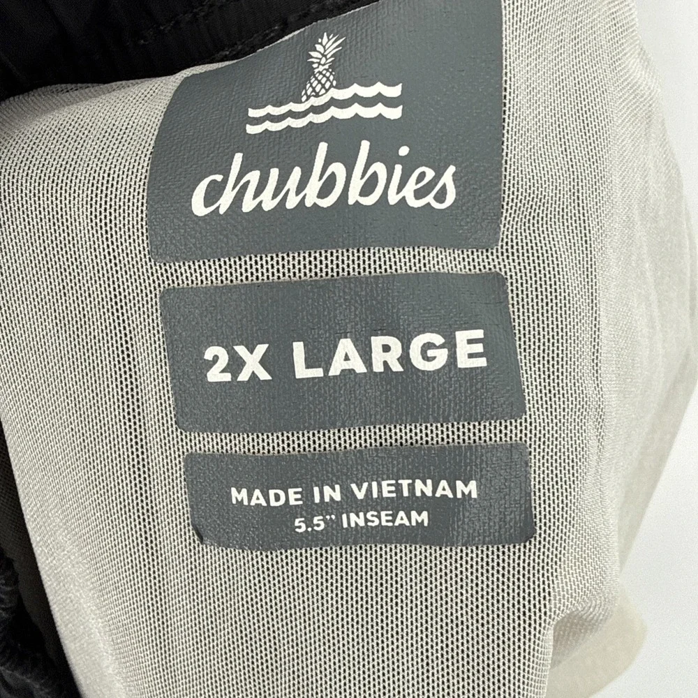 Chubbies Shorts Mens 2XL Black Flamingo Neon Swim Trunks 5.5 Inseam Drawstring