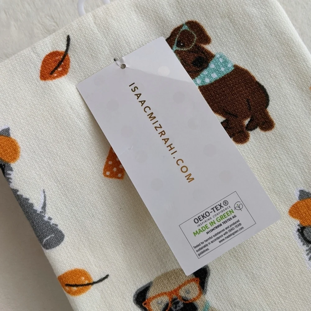 Doxie Corgi Terrier Labrador Pug Leaves Autumn Theme Kitchen Towel Set Of 2 NWT