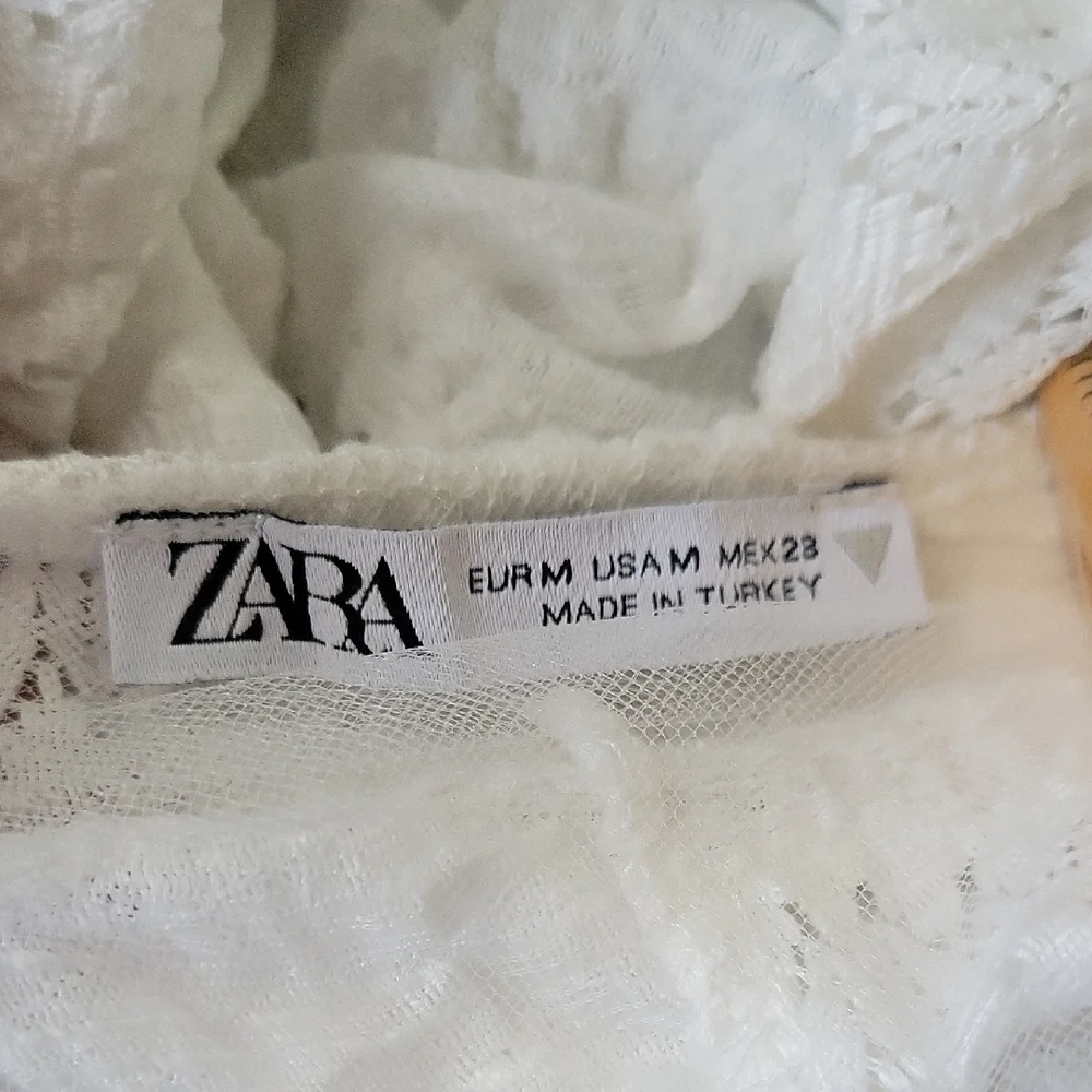 Zara White  Voluminous Women's Crop Top Blouse Size M
