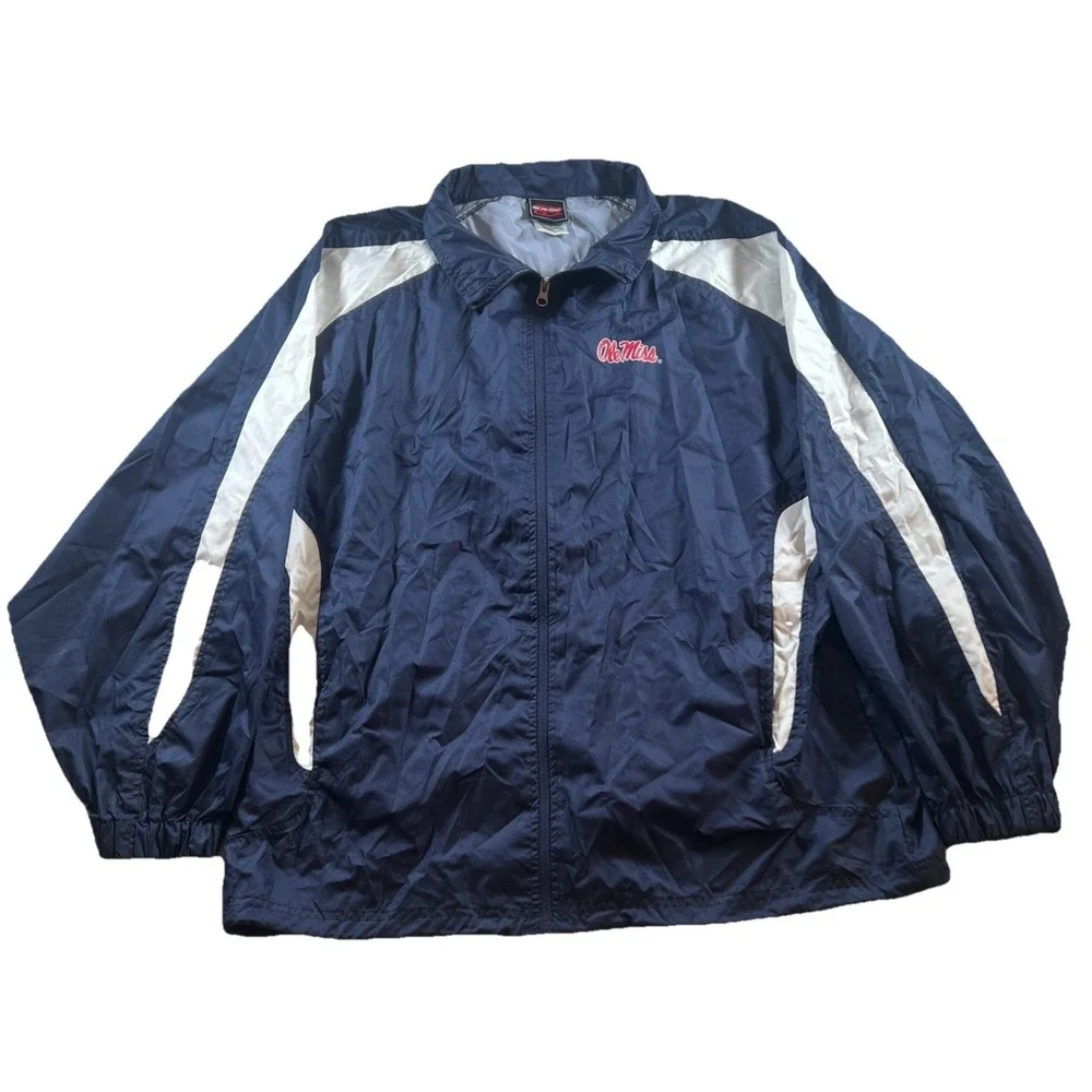 Ole‎ Miss Rebels Genuine Stuff GS Collegiate Hooded Rain Jacket Men's M VG