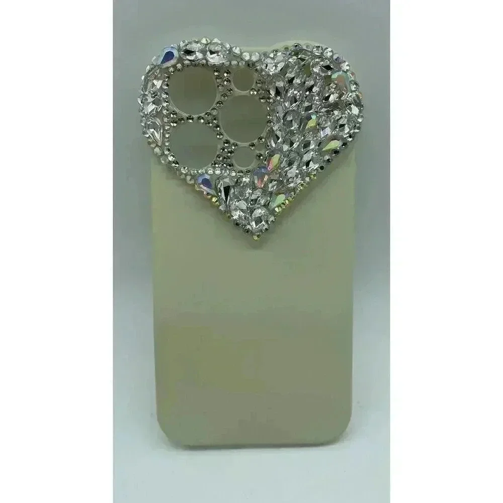 3D Rhinestone Heart Bling Case for‎ iPhone 14 Pro Shockproof Soft TPU
