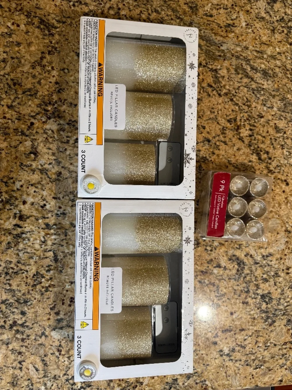 LED Pilar Candles (2 boxes) + LED Votive Candles (9 pk)