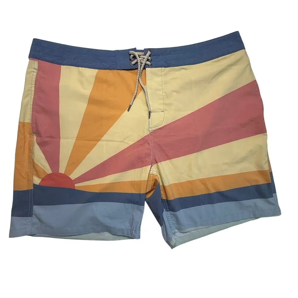 Faherty Soleil Sun Wave Boardshorts Size 40 Retro Swim Trunks 7” Inseam