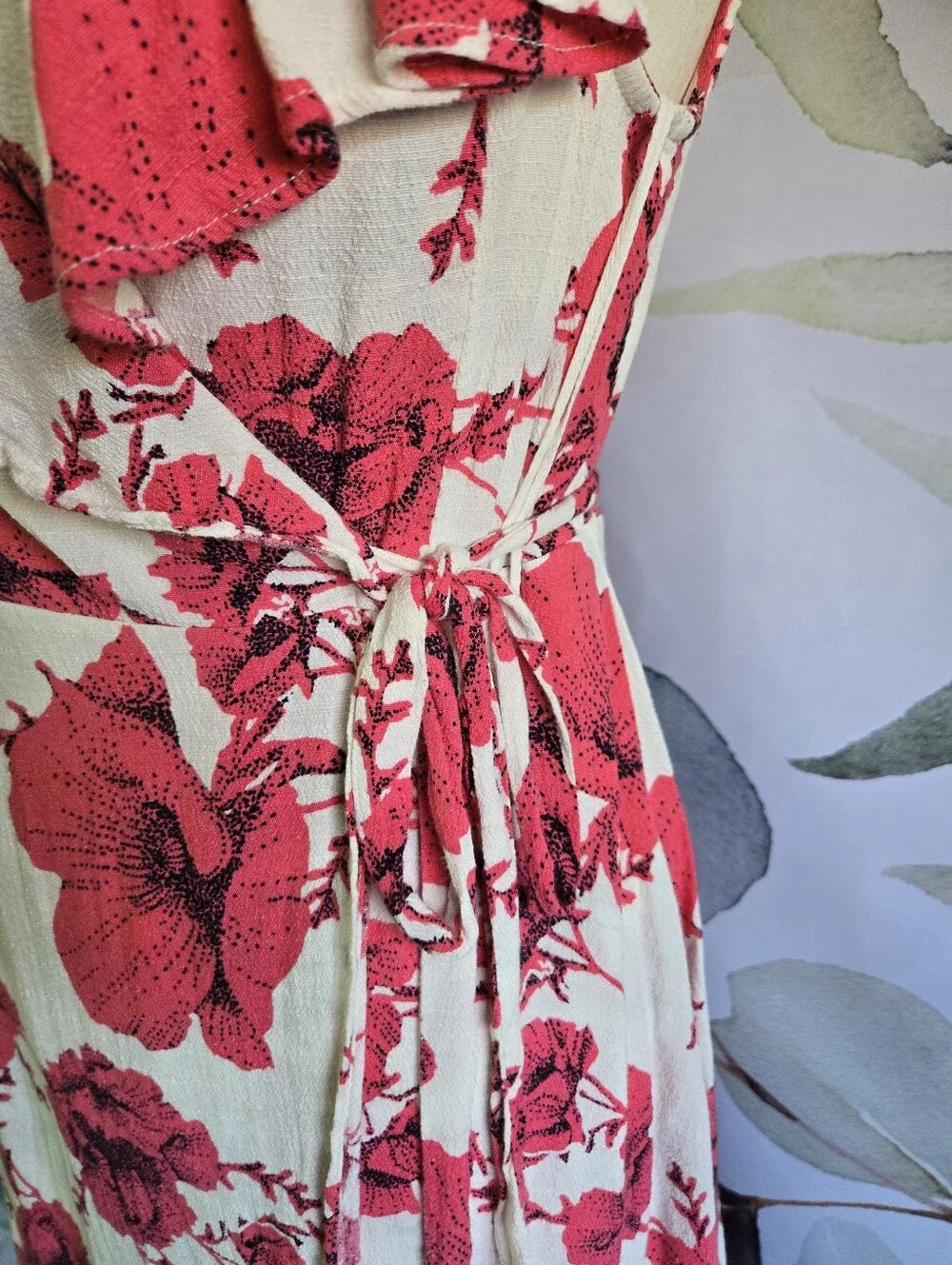 FREE PEOPLE | French Quarter Wrap Dress in Pink & White sz M