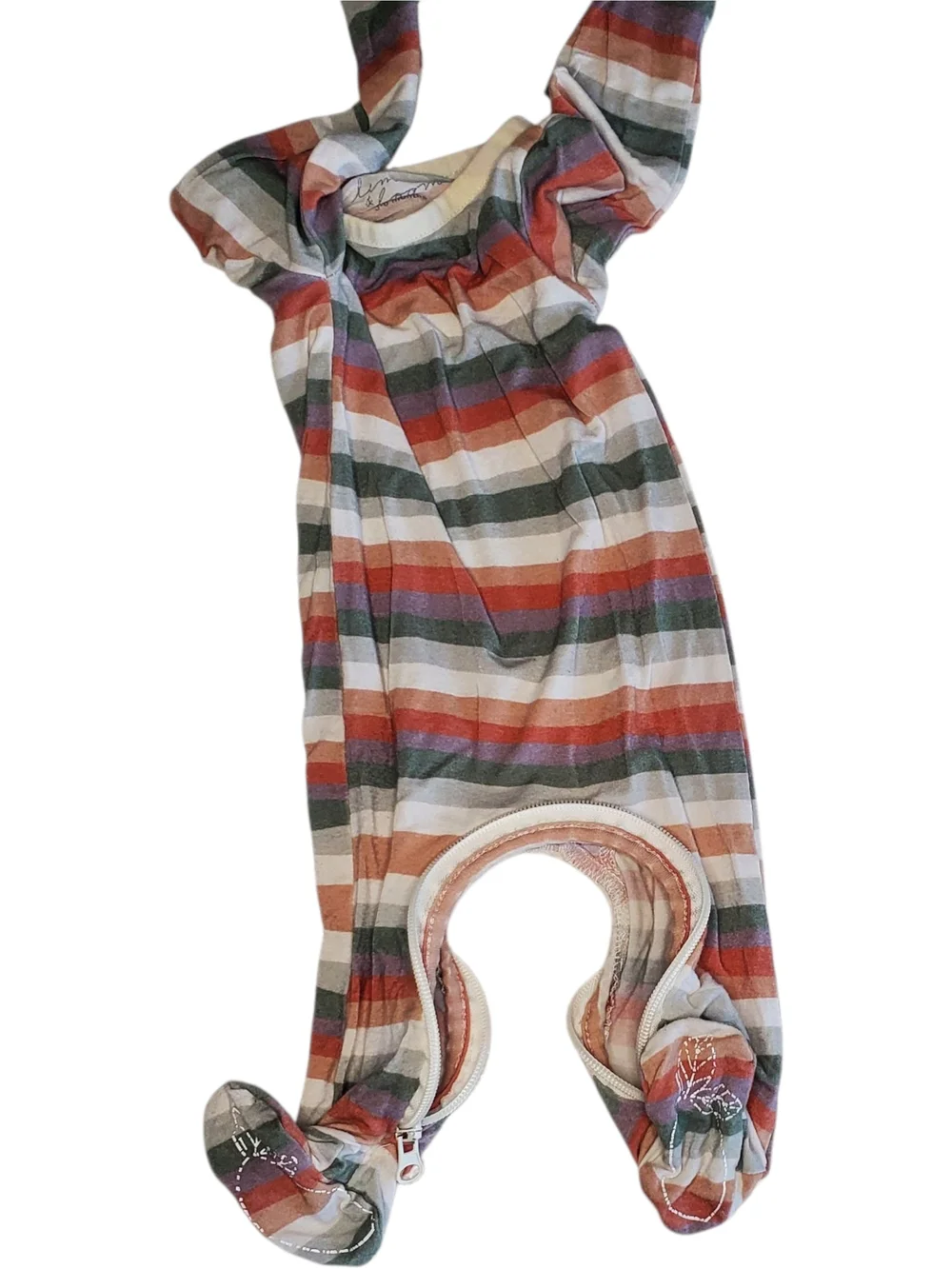 Lemon & Loom One-piece Sleeper Footie Striped Baby 3-6 Months