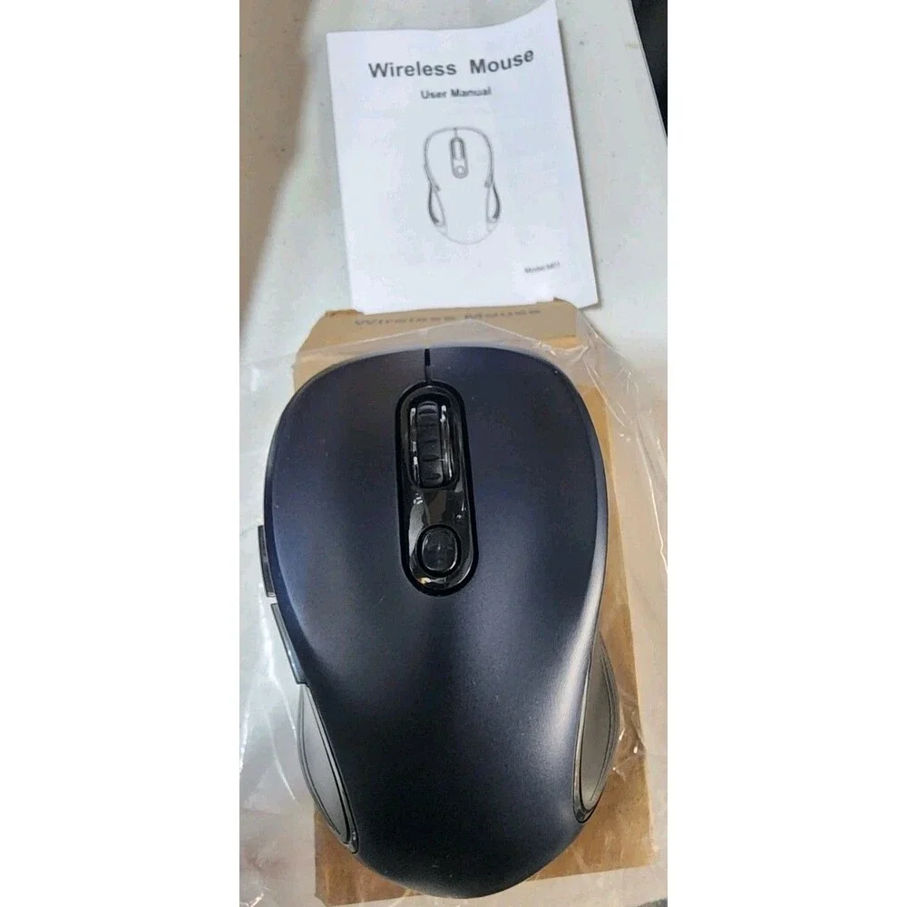 Wireless Mouse M01 2.4GHz USB Optical 6 Button Adjustable DPI Black PC Mac NIB