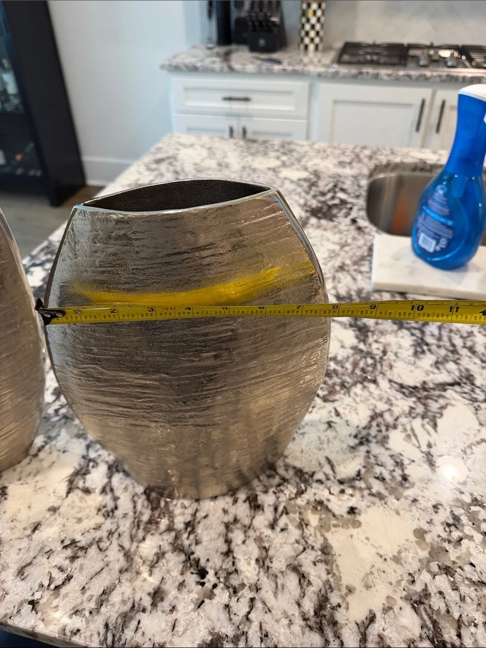 Crate&Barrel Textured Metallic Silver Vases - Pair