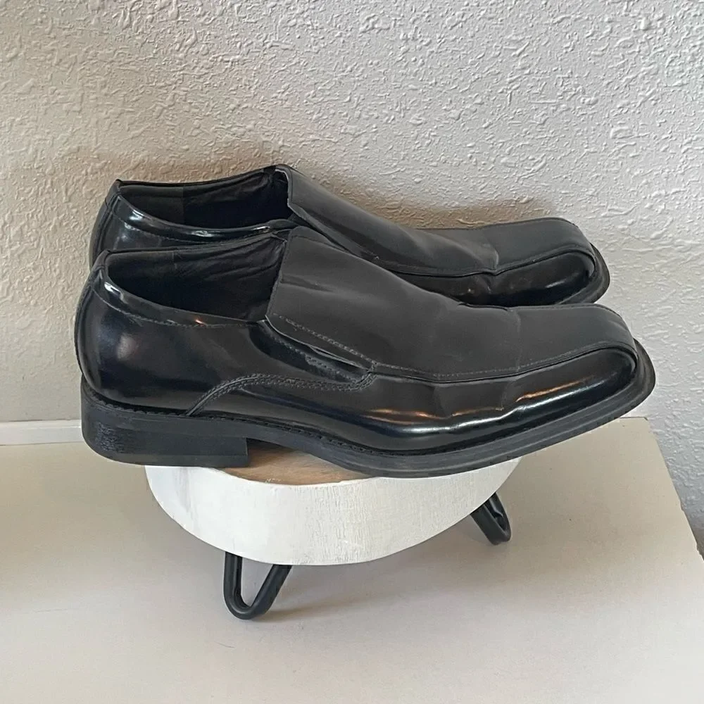 EUC Alfani Mens Black Leather Slip-On Dress Shoes Size 10M