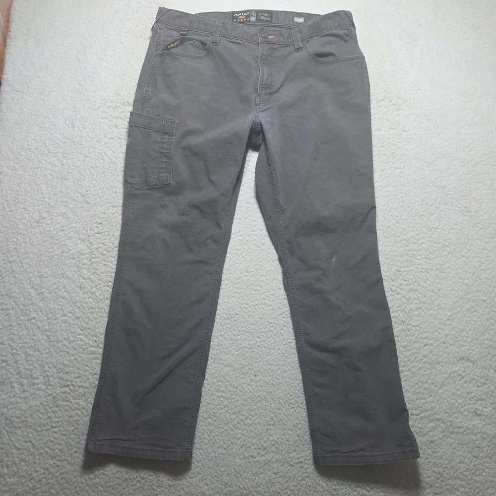 Ariat Rebar M4 Relaxed Straight Pants Grey 36x28 Distressed Work Pants