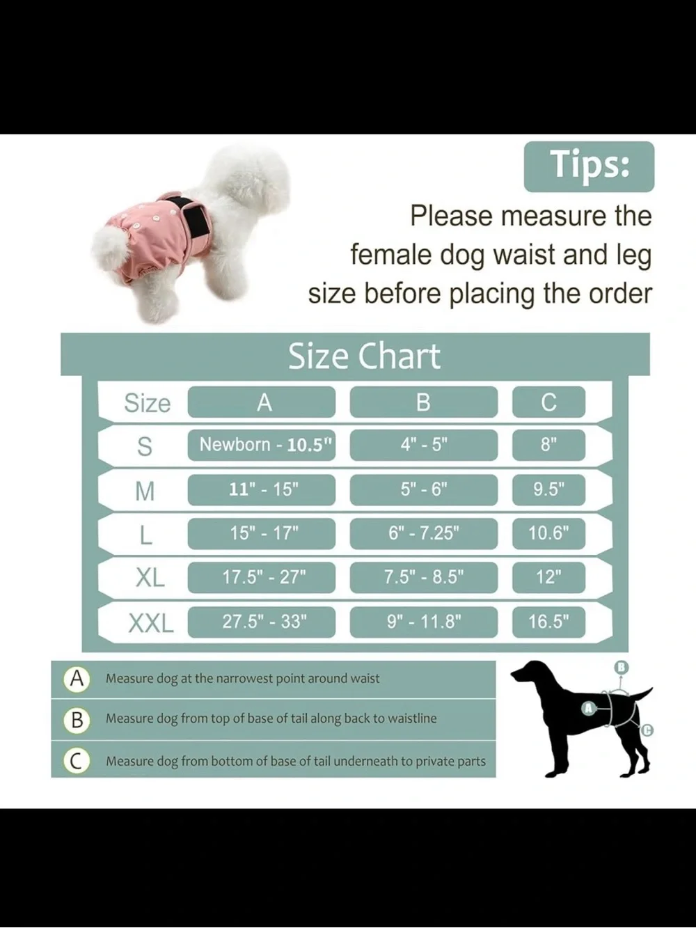 Grecle Floral Print XXL Dog Diaper Stack (5) - NWOT | Size Chart Included