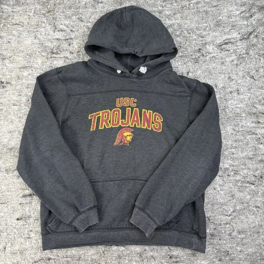 Red Oak Sports Wear USC Trojans Gray Long Sleeve Pullover Jacket Men's Size XL‎