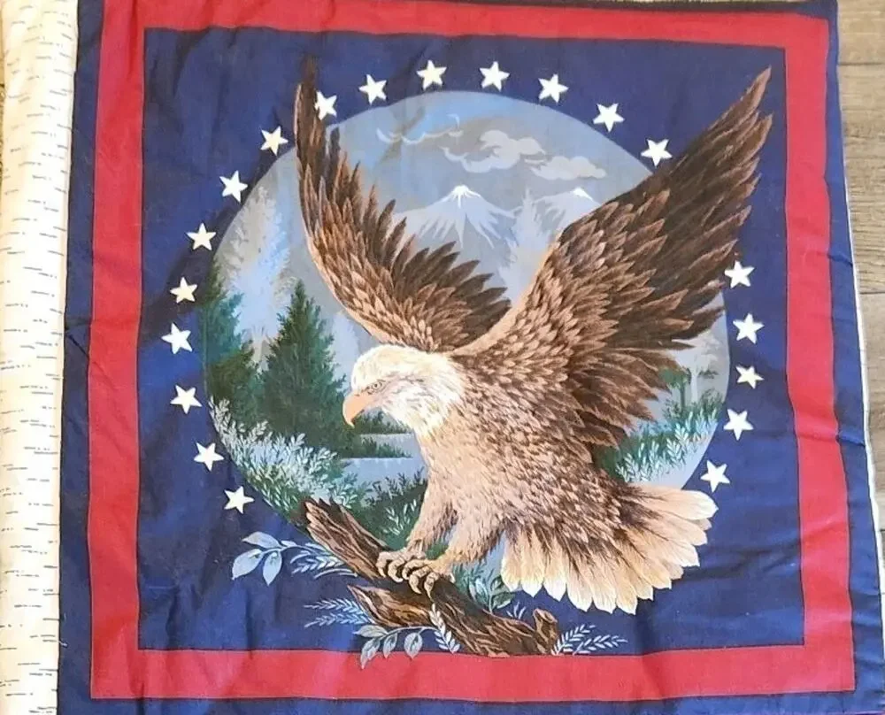 Patriotic Quilt 72 x 70 Red White Blue Eagle Stars 4th of July Handmade
