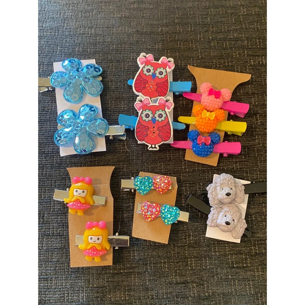 Unbranded Hair Clip Set Girls Multicolor New Whimsical Animal Heart Flower 13pc