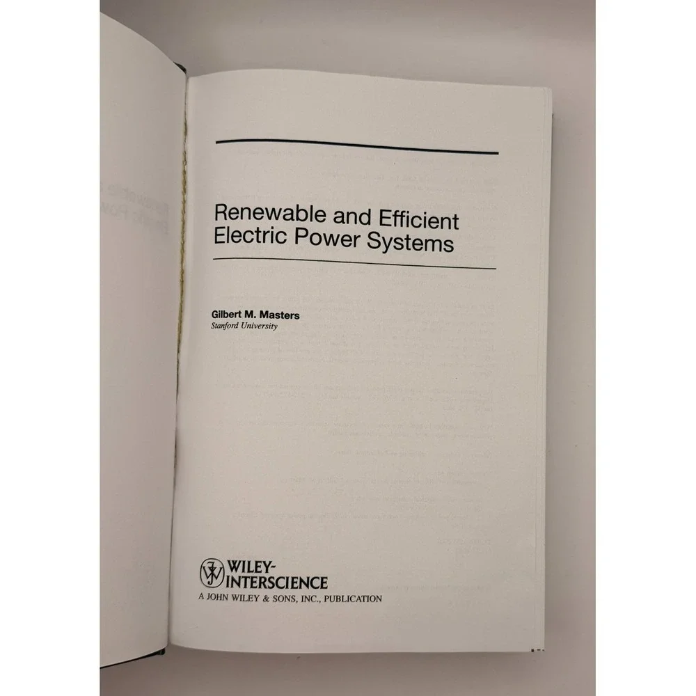 Renewable and Efficient Electric Power Systems Gilbert M Masters Hardcover Wiley