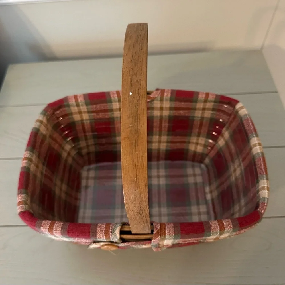 Longaberger Vintage Rectangle Spring Basket with Fabric and Plastic Liners 1985