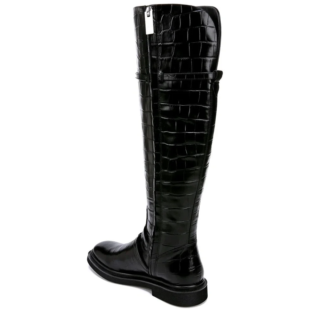 SARTO by Franco Sarto Ainsley Black Croc Embossed Leather Knee High Boots Size 7