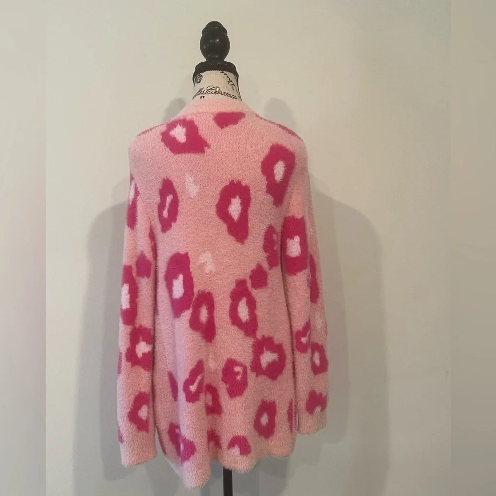 Crown & Ivy Kids Pink Leopard Cardigan, XL