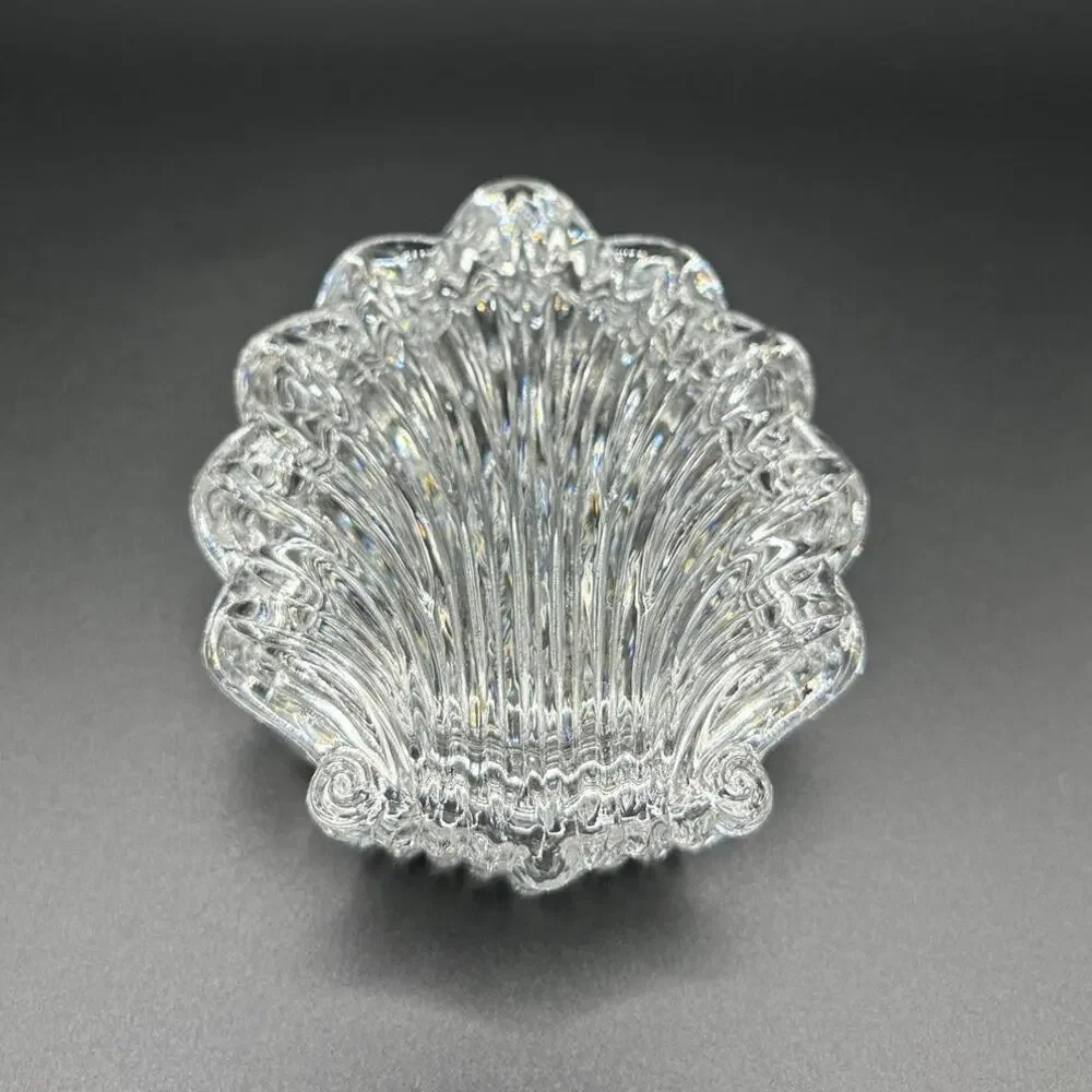 Vintage Sea Shell Shaped Small Glass Trinket Box