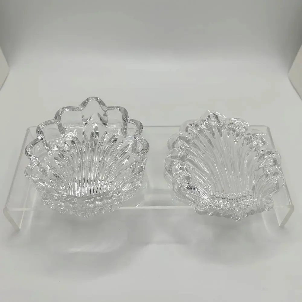 Vintage Sea Shell Shaped Small Glass Trinket Box