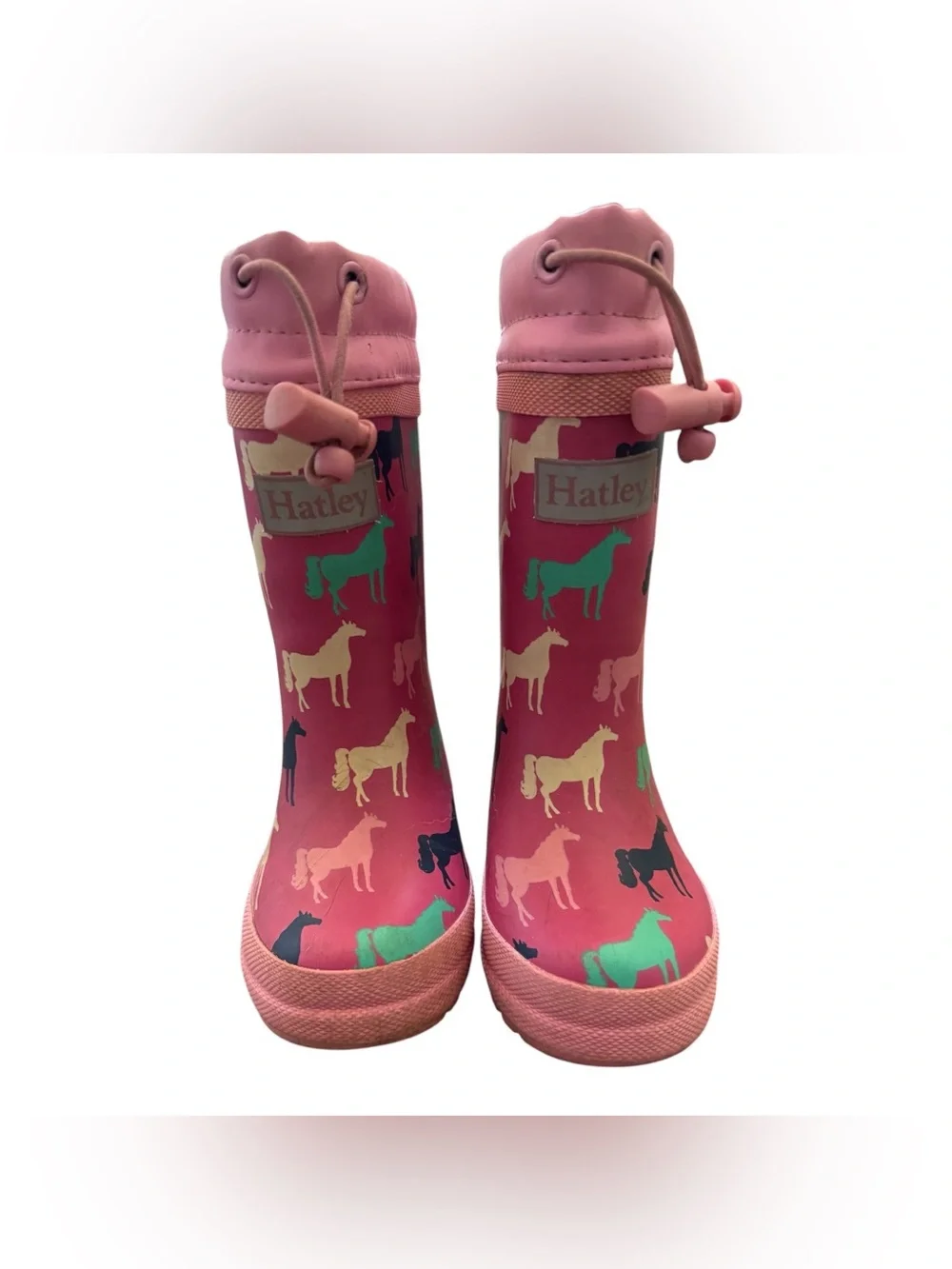 Hatley Toddler Size 6 Rain Boots Pink Horse Print Warm Fleece Lined