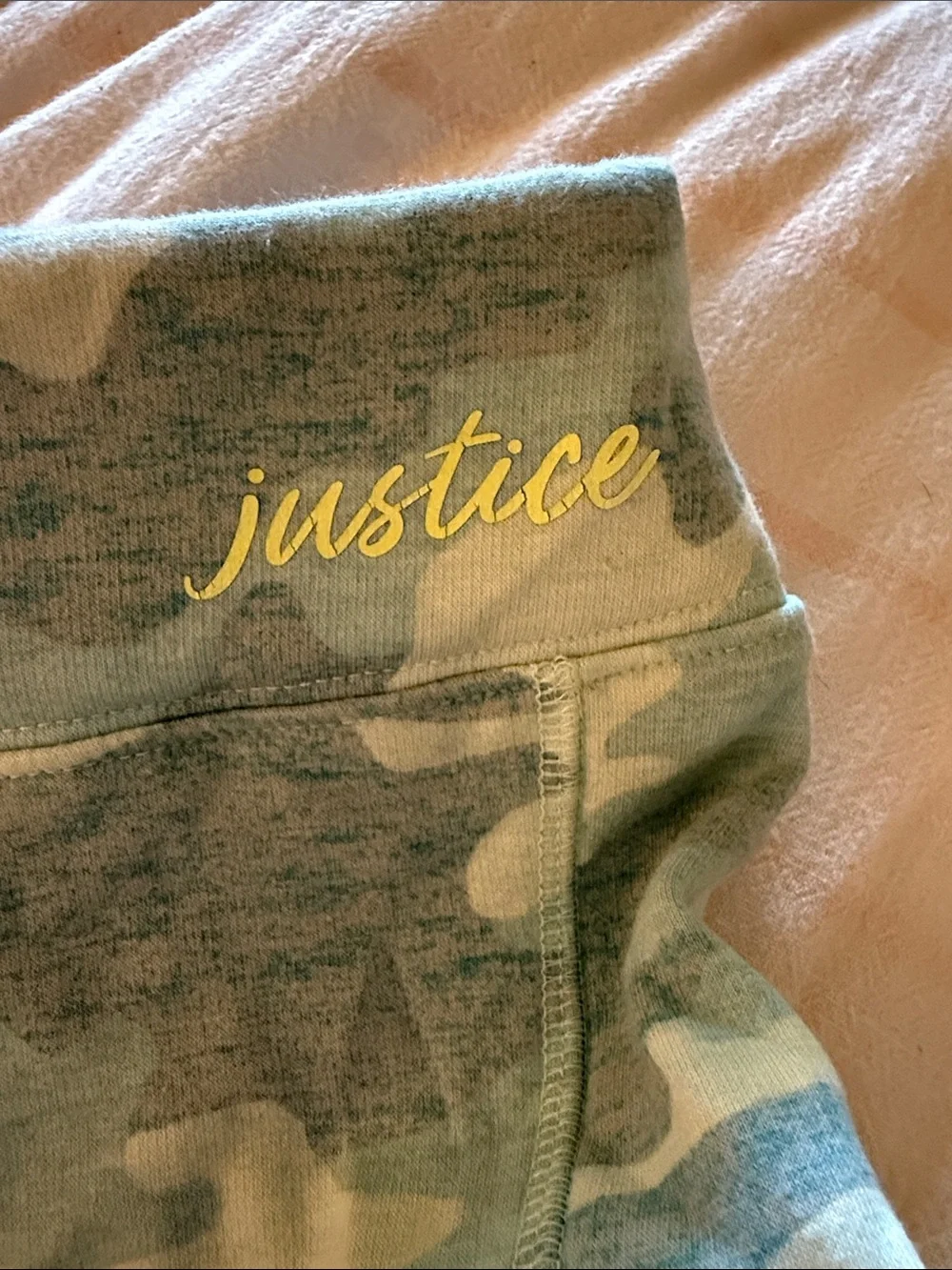 Justice Blue and Cream Camo Stretch Leggings