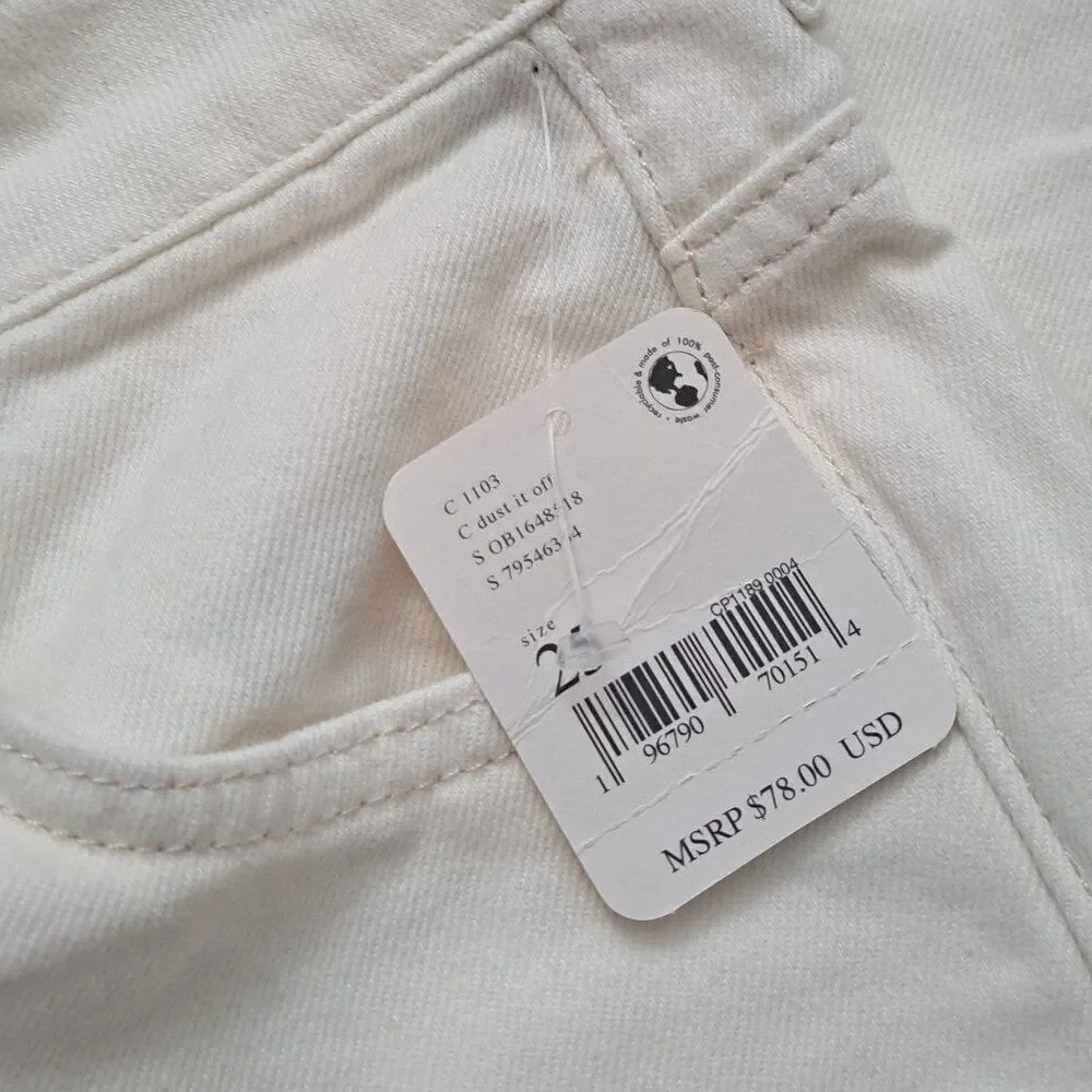 We The Free Ivory White The Pacifica High Rise Slim Straight Leg Denim Jeans 25