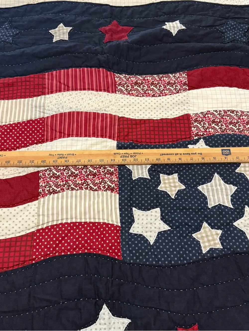 Patriotic Star & Stripe Quilted Throw - Red, White, Navy