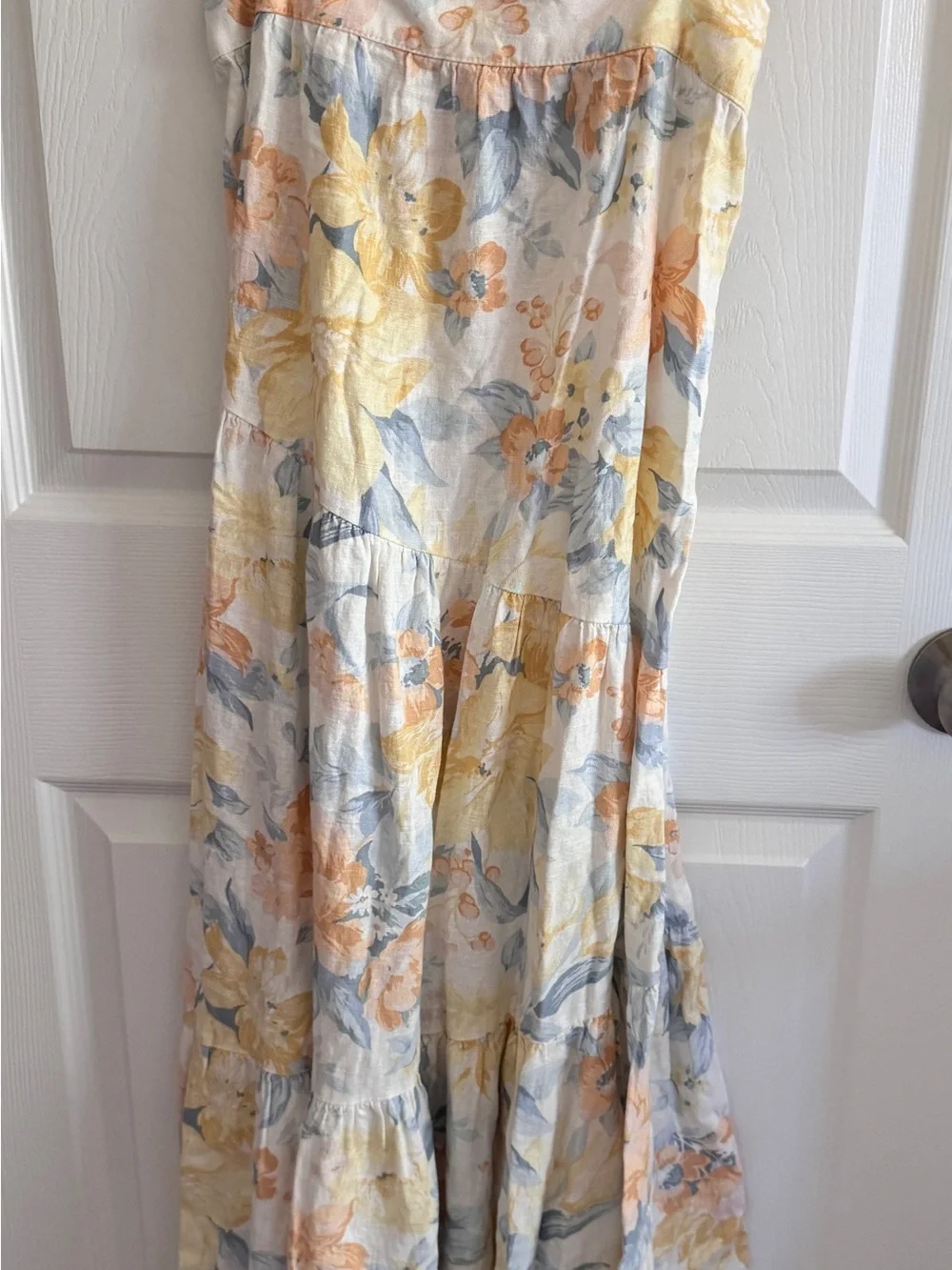 Abercrombie & Fitch Cream Linen Dress with Yellow and Blue Floral Accents