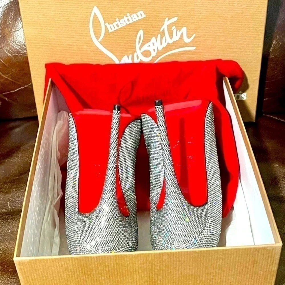 Christian Louboutin So Kate holographic disco ball sky silver pumps 120mm EU36.5