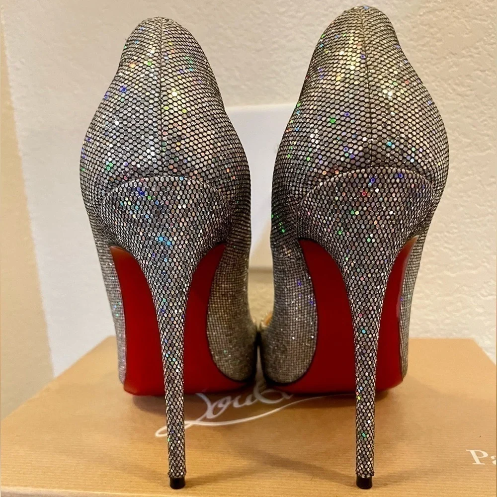 Christian Louboutin So Kate holographic disco ball sky silver pumps 120mm EU36.5