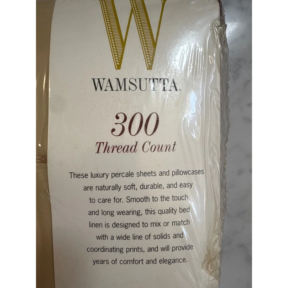 Wamsutta King Flat Sheet 300 Thread Count Percale Tan Taupe Made in USA Vintage