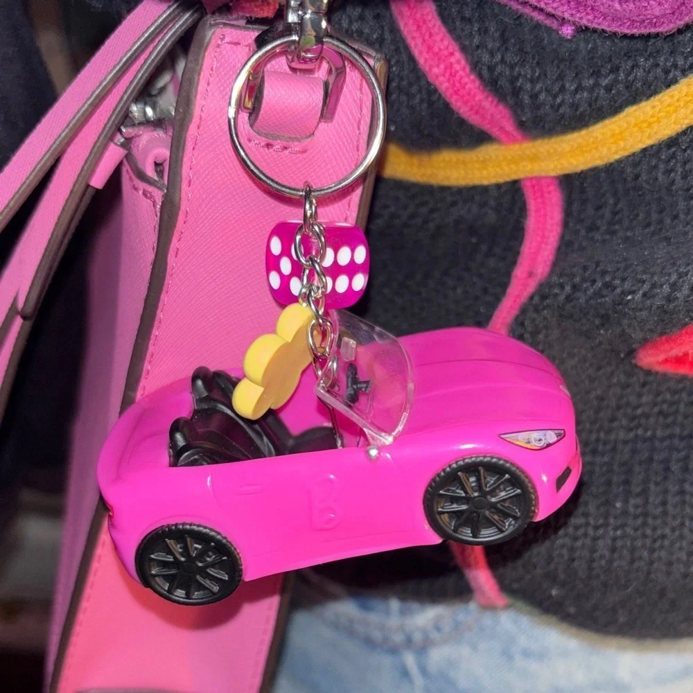 Barbie Pink Convertible Car Keychain Purse Charm
