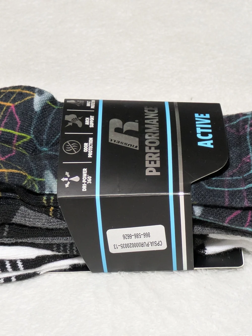 Russell Athletic Boys Size Small S 6/7 3-Pack Crew Socks Performance Active
