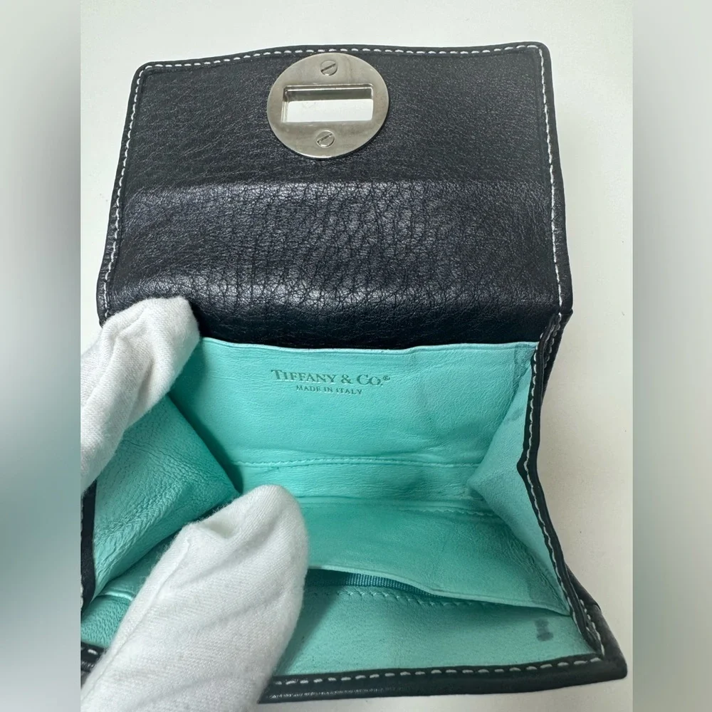 Tiffany & Co. Black Business Card Holder Leather