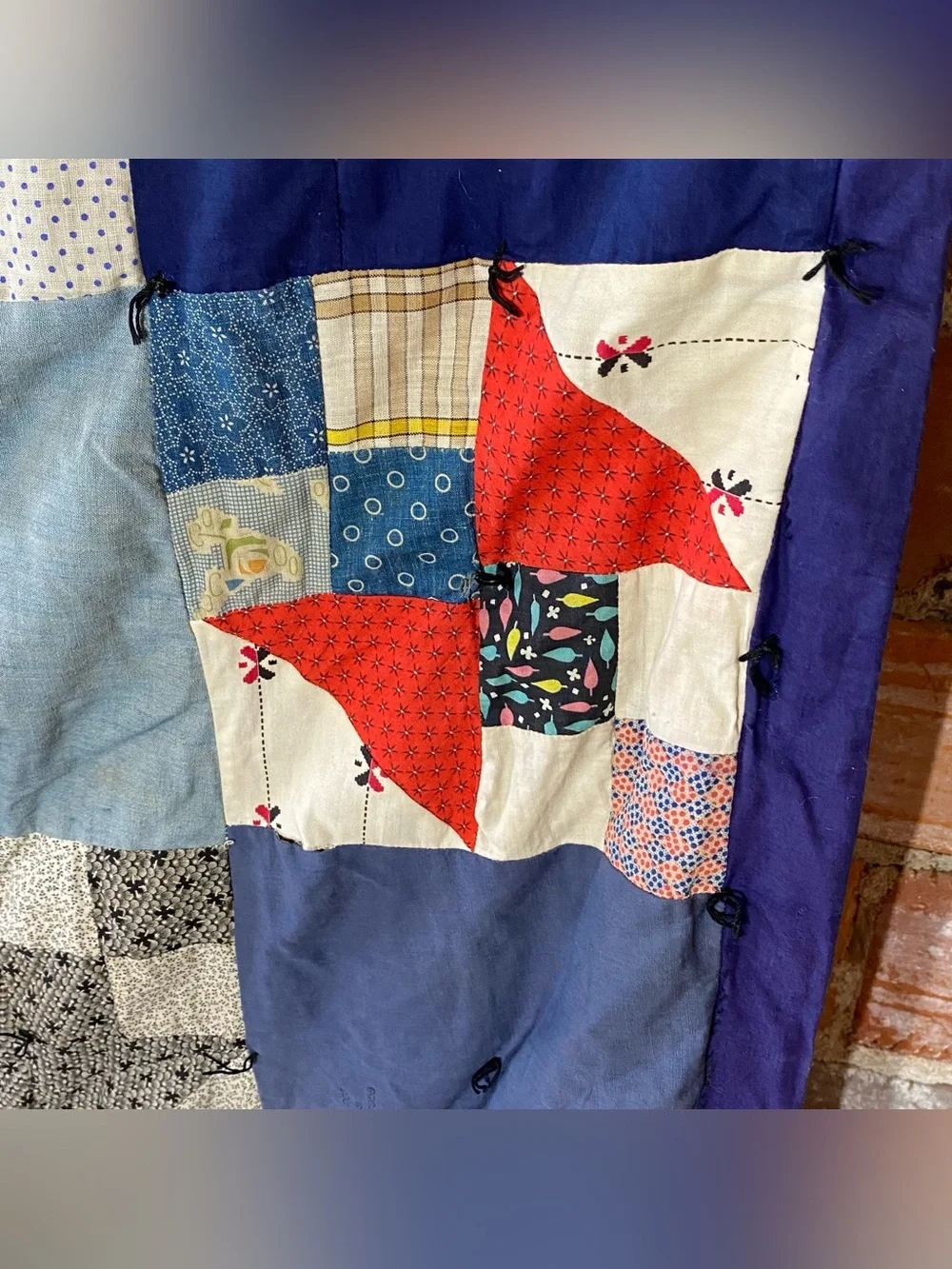 Vintage Patchwork Tie Cutter Quilt 70” x 90”