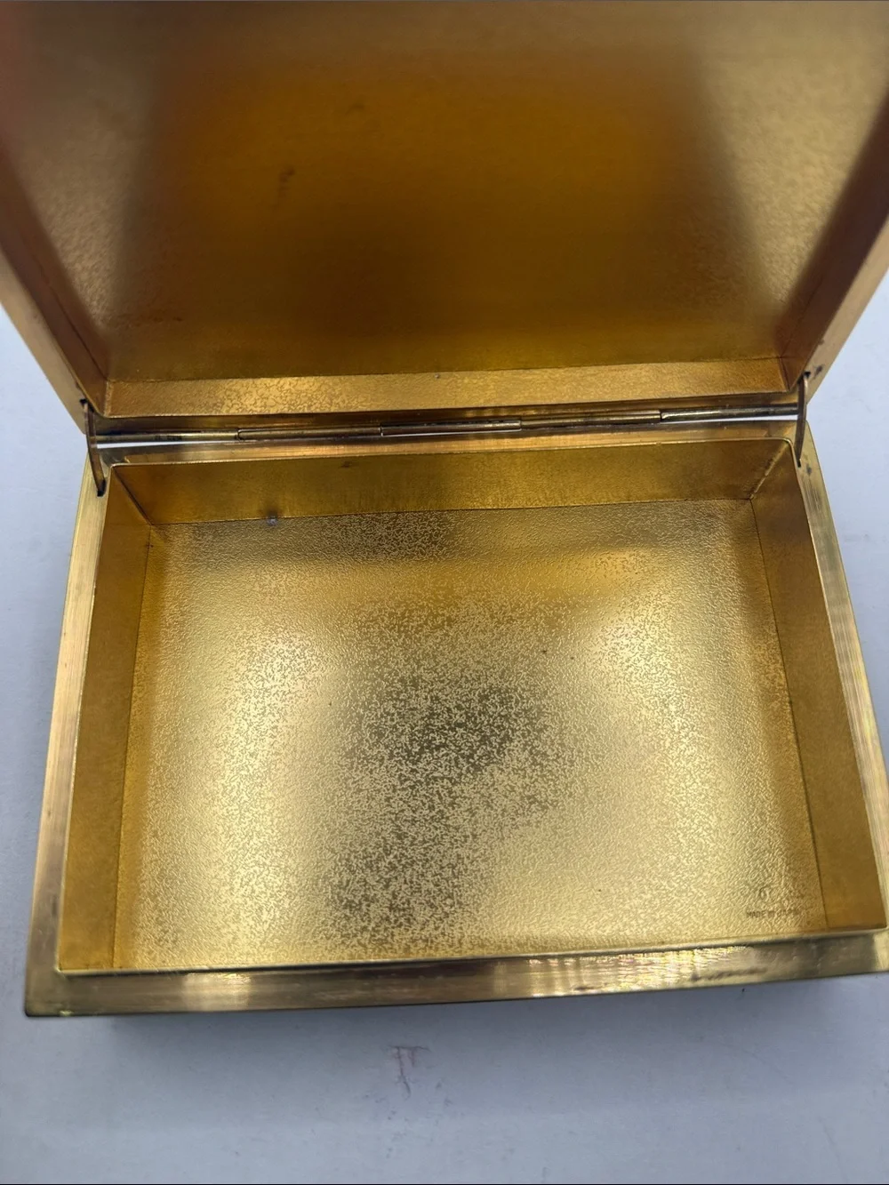 Vtg Japanese Black Lacquer Jewelry  Trinket Box Cherry Blossom Birds Gold Tone