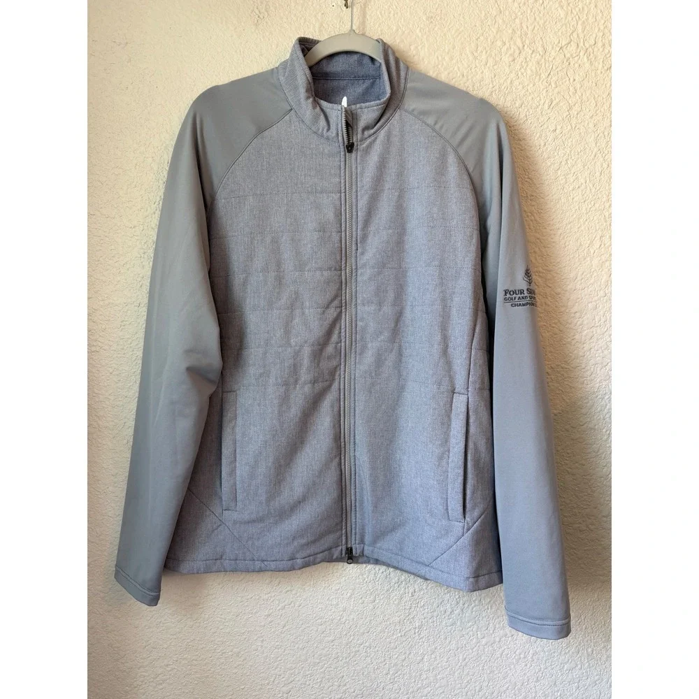Johnnie-O Mens Stinger Gray Full Zip Golf Jacket Four Seasons Champions Size M