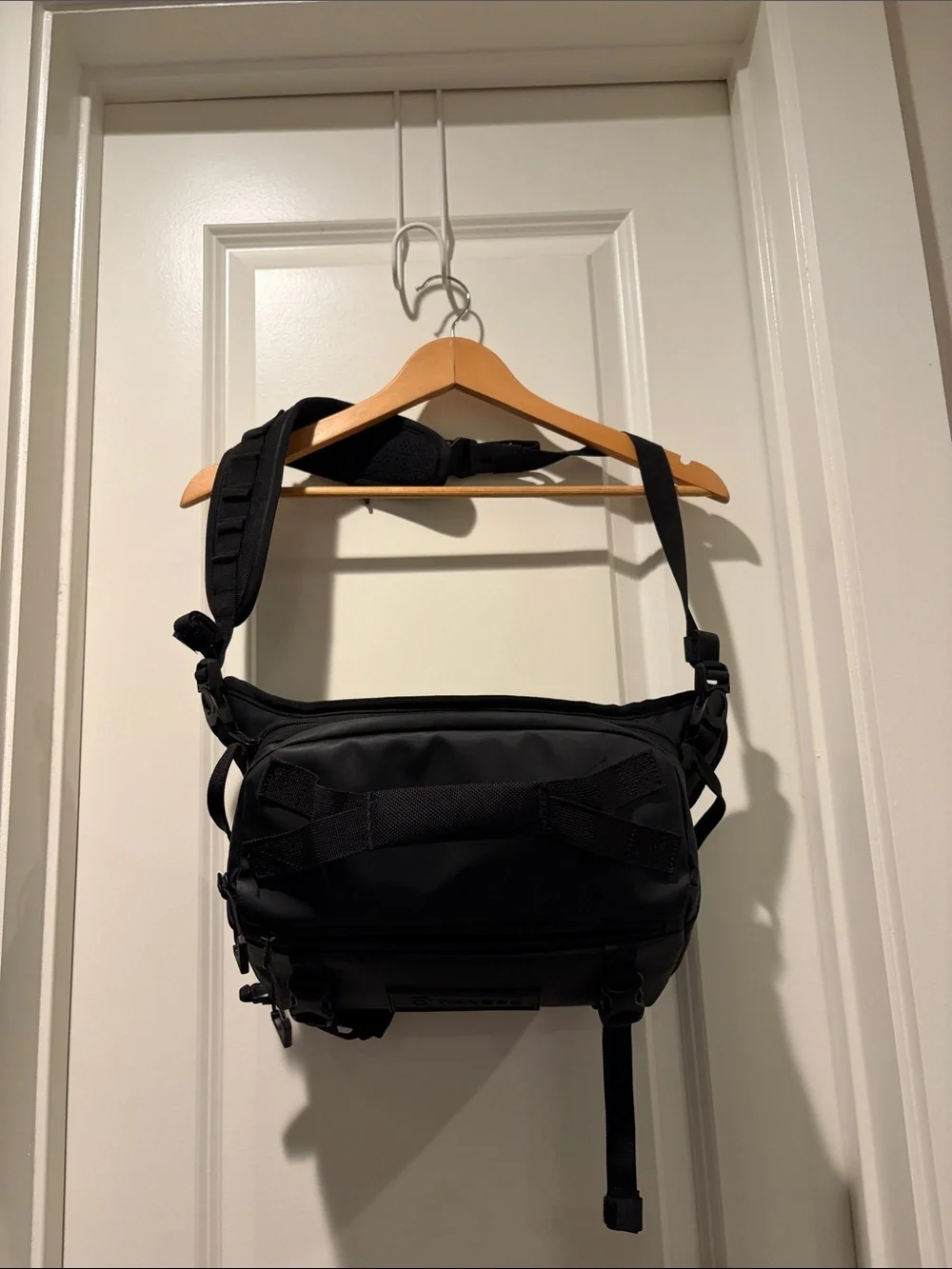 Black Tactical Messenger Bag with Padded Shoulder Strap