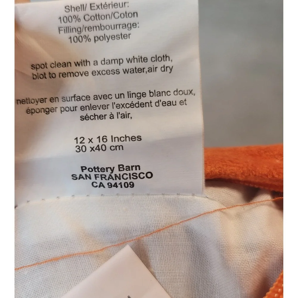Pottery Barn GIVE THANKS Orange Lumbar Throw Pillows Fall Autumn 12x16 w TAGS