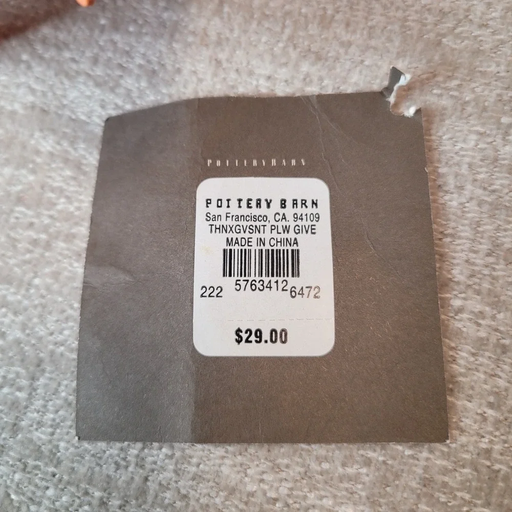 Pottery Barn GIVE THANKS Orange Lumbar Throw Pillows Fall Autumn 12x16 w TAGS