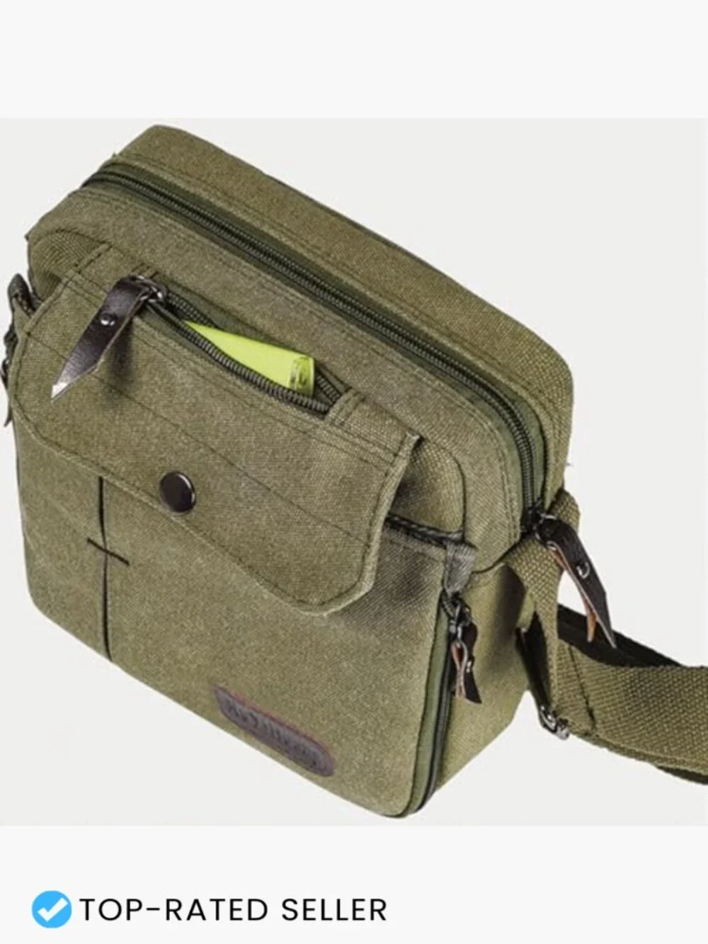 Vintage Canvas Messenger Bag Crossbody Shoulder Bag Multi Pocket Travel Purse