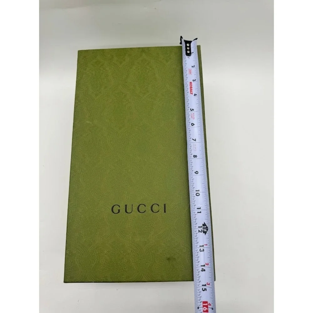 Gucci Green Damask Empty Shoe Box with Tissue and Card 14.5x8x5.5 Luxury Storage