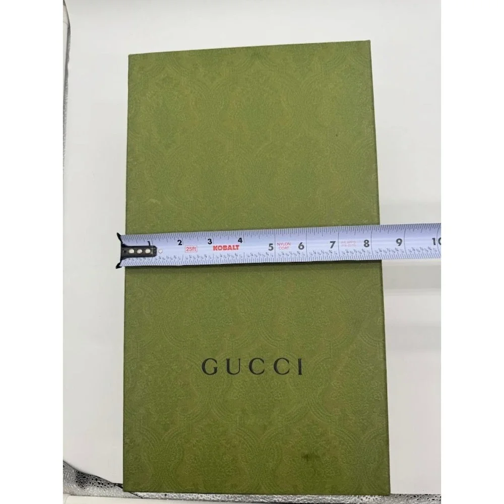 Gucci Green Damask Empty Shoe Box with Tissue and Card 14.5x8x5.5 Luxury Storage