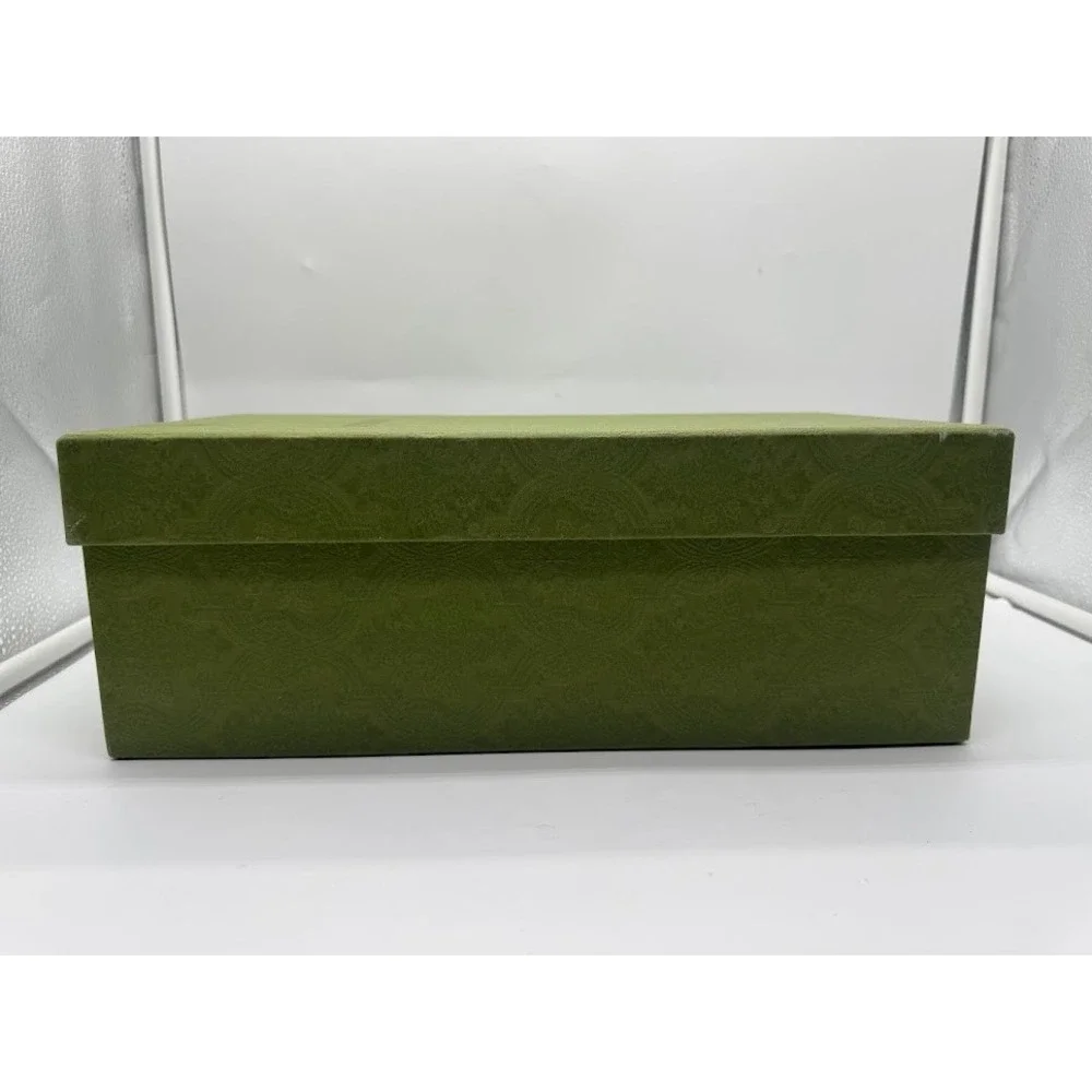 Gucci Green Damask Empty Shoe Box with Tissue and Card 14.5x8x5.5 Luxury Storage