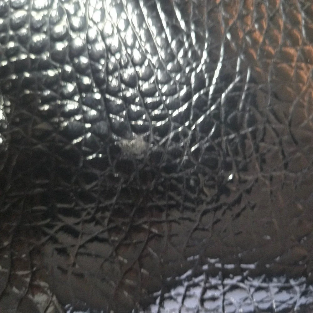 St. John Black Croc Embossed Patent Leather Tote Bag Gold Turn Lock Shoulder Bag