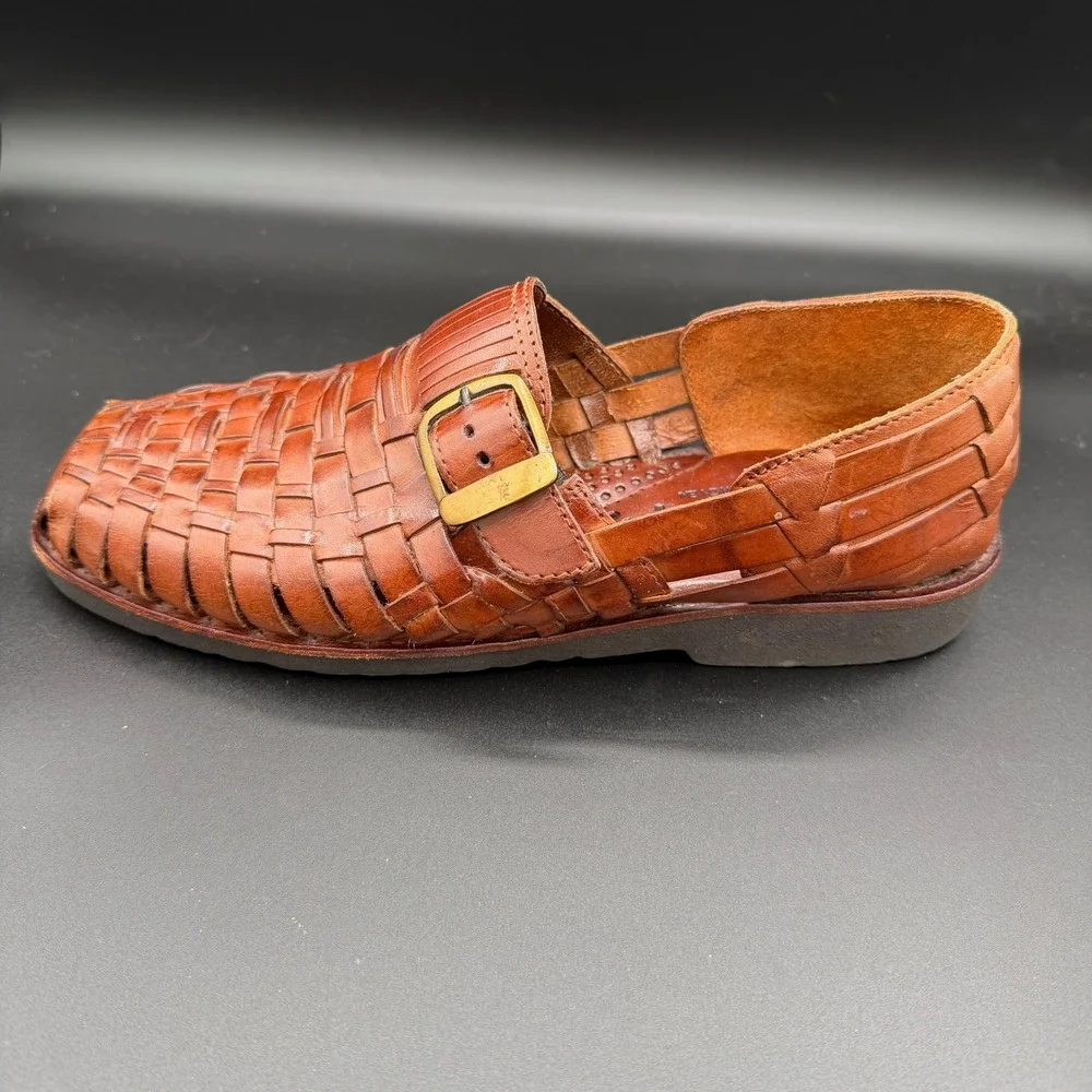 Sunsteps Mens 7.5 Hand Woven Leather Huarache Sandals Buckle Strap Shoes