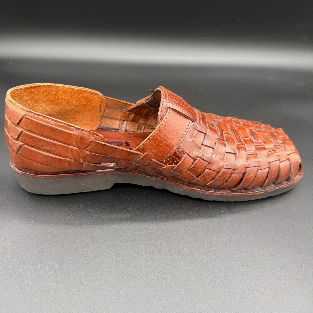 Sunsteps Mens 7.5 Hand Woven Leather Huarache Sandals Buckle Strap Shoes